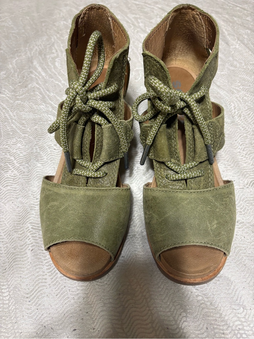 SOREL  Joanie Ankle Leather Lace Up Open Toe Wedge Sandals Size 8